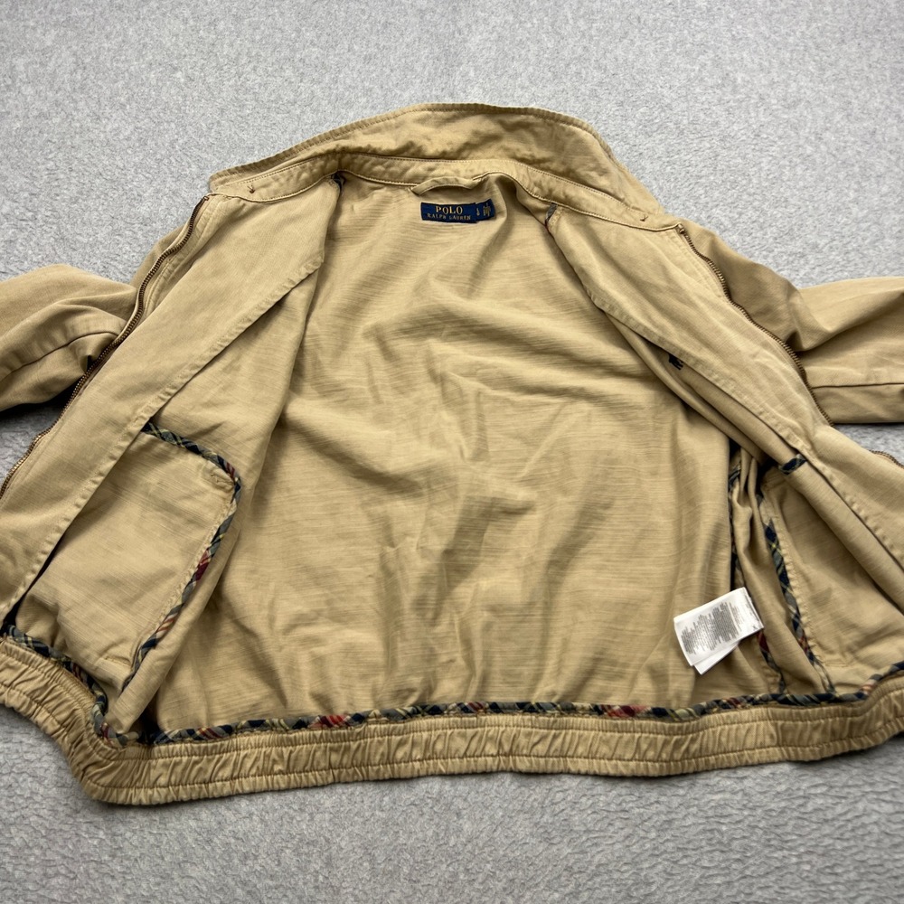 Polo Ralph Lauren Harrington Jacket Womens Large Beige Twill Zip Up Boxy Bomber - Picture 9 of 15